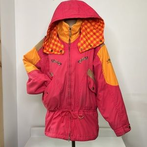 Powderhorn 🎿 Vintage Pink & Orange Ski Jacket Women's Winter Coat Size 10